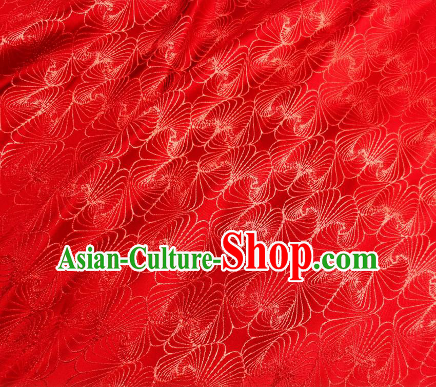Asian Chinese Traditional Conch Pattern Design Red Brocade Fabric Silk Tapestry Tang Suit Material