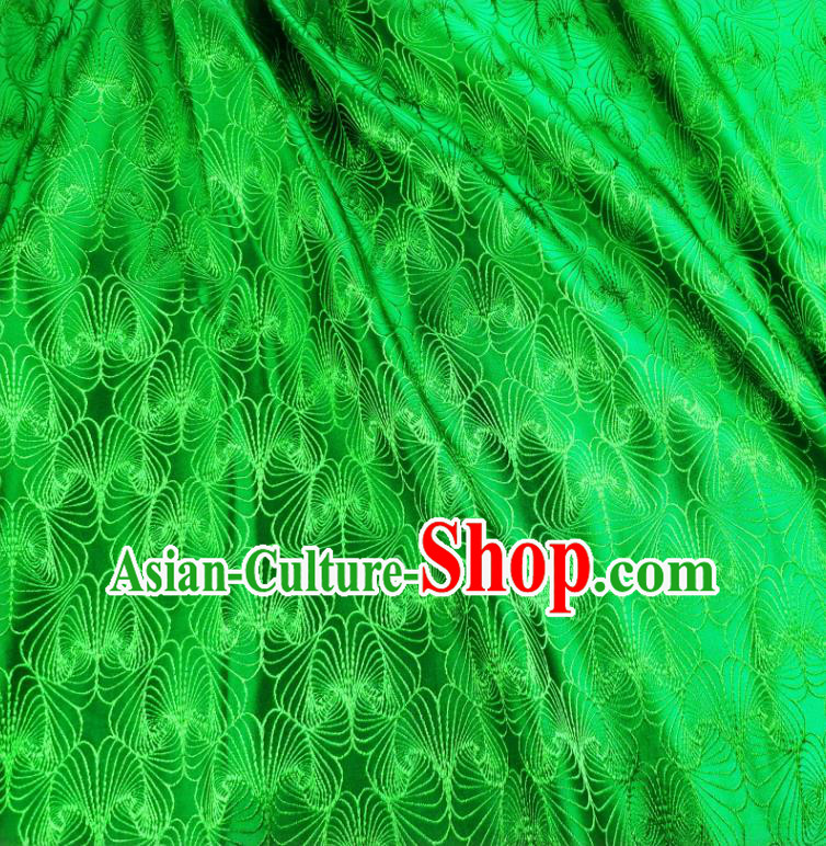 Asian Chinese Traditional Conch Pattern Design Green Brocade Fabric Silk Tapestry Tang Suit Material
