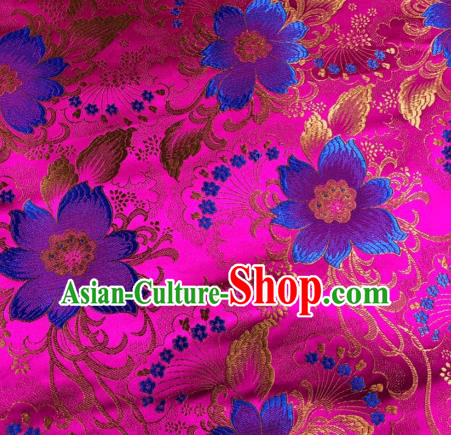 Asian Chinese Traditional Flowers Pattern Design Rosy Brocade Silk Fabric Cheongsam Tapestry Satin Material DIY Damask
