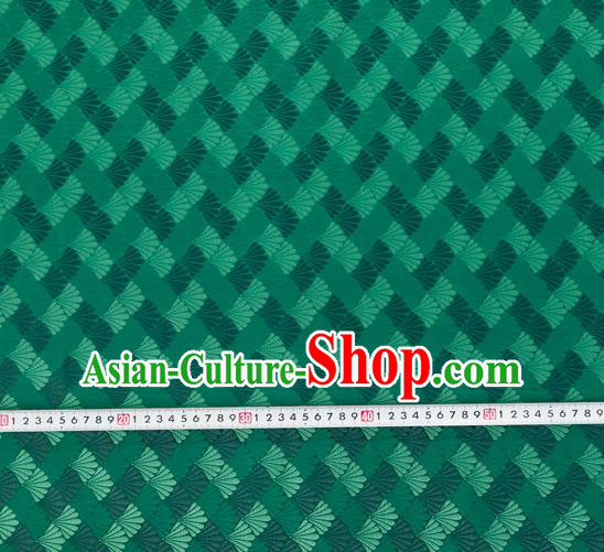 Chinese Traditional Shell Pattern Design Green Brocade Silk Fabric Tapestry Material Asian DIY Hanfu Dress Satin Damask