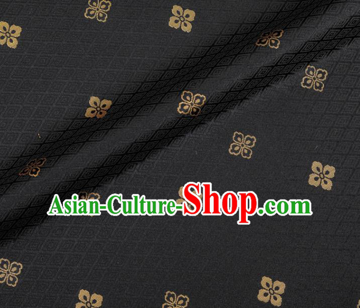 Japanese Traditional Sorbus Pattern Design Black Brocade Fabric Silk Material Traditional Asian Japan Kimono Nishijin Satin Tapestry