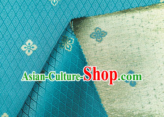 Japanese Traditional Sorbus Pattern Design Teal Brocade Fabric Silk Material Traditional Asian Japan Kimono Nishijin Satin Tapestry