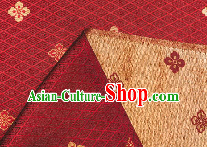 Japanese Traditional Sorbus Pattern Design Purplish Red Brocade Fabric Silk Material Traditional Asian Japan Kimono Nishijin Satin Tapestry