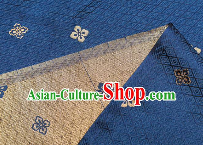 Japanese Traditional Sorbus Pattern Design Navy Blue Brocade Fabric Silk Material Traditional Asian Japan Kimono Nishijin Satin Tapestry