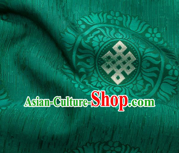 Asian Chinese Traditional Auspicious Pattern Design Green Brocade Tang Suit Silk Fabric Tapestry Material DIY Satin Damask