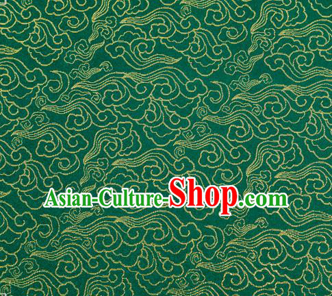 Chinese Classical Clouds Pattern Design Green Brocade Silk Fabric Tapestry Material Asian Traditional DIY Tang Suit Satin Damask