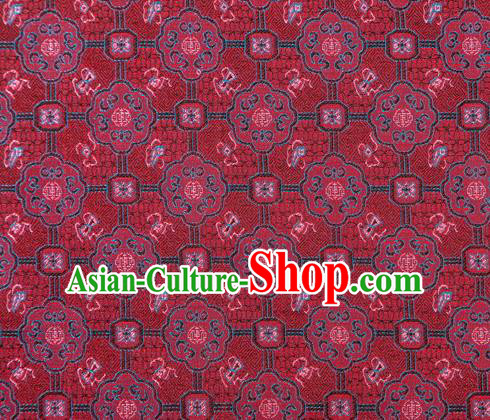 Chinese Classical Bats Pattern Design Red Song Brocade Silk Fabric Tapestry Material Asian Traditional DIY Cheongsam Dress Satin Damask
