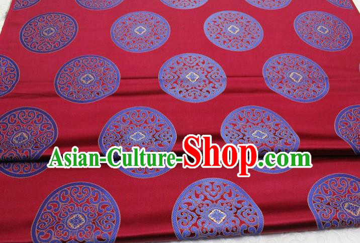 Chinese Tang Suit Classical Round Pattern Design Dark Red Brocade Asian Traditional Tapestry Material DIY Satin Damask Mongolian Robe Silk Fabric