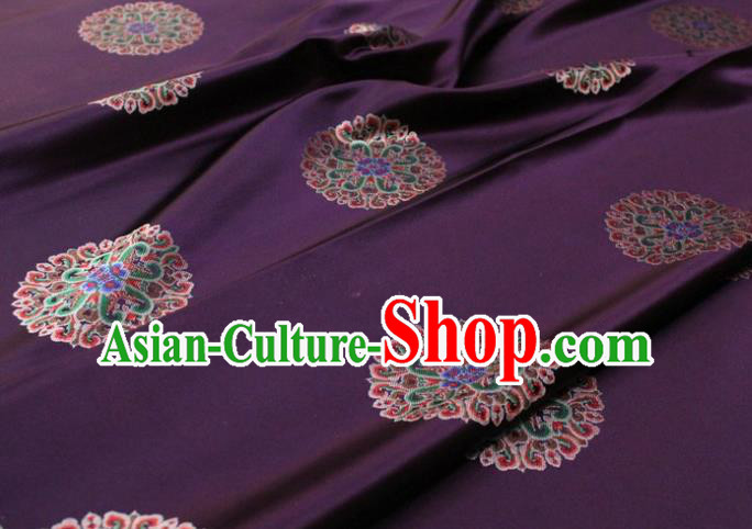 Chinese Classical Lotus Pattern Design Purple Brocade Buddhism Silk Fabric DIY Satin Damask Asian Traditional Tibetan Robe Tapestry Material