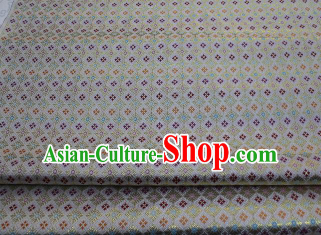 White Chinese Classical Pattern Design Brocade Mongolian Robe Silk Fabric DIY Satin Damask Asian Traditional Tapestry Material