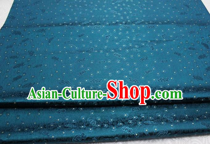 Chinese Classical Cloud Blossom Pattern Design Teal Brocade Mongolian Robe Asian Traditional Tapestry Material Silk Fabric DIY Satin Damask