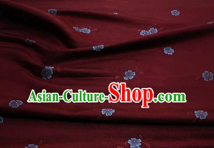 Chinese Classical Blossom Pattern Design Purplish Red Brocade Silk Fabric DIY Satin Damask Asian Traditional Qipao Dress Tapestry Material
