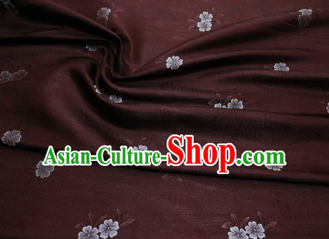 Chinese Classical Blossom Pattern Design Deep Brown Brocade Silk Fabric DIY Satin Damask Asian Traditional Qipao Dress Tapestry Material