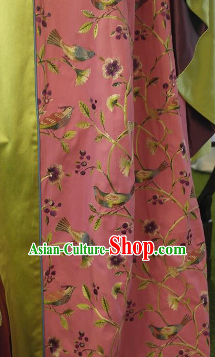 Top Quality Chinese Classical Flowers Birds Pattern Embroidered Cotton Material Asian Traditional Curtain Cloth Fabric