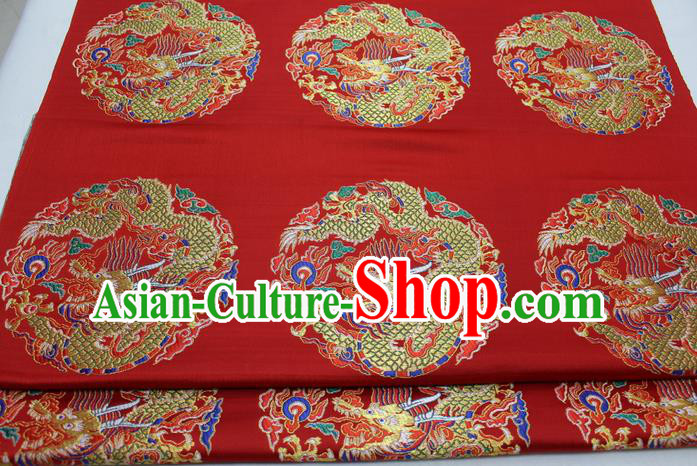 Chinese Mongolian Robe Classical Dragon Pattern Design Red Brocade Asian Traditional Tapestry Material DIY Satin Damask Silk Fabric