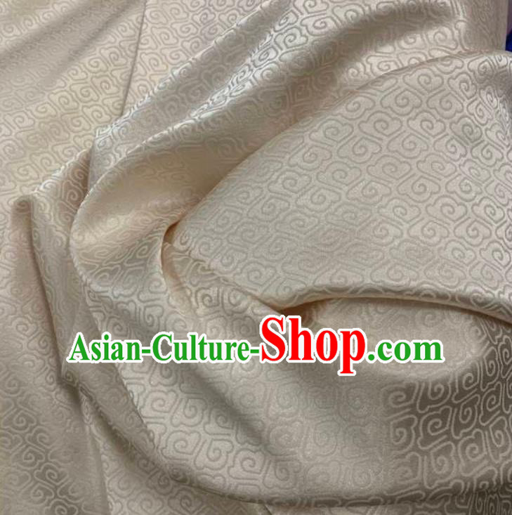Chinese Hanfu Dress Traditional Cloud Pattern Design Beige Satin Fabric Silk Material Traditional Asian Brocade Tapestry