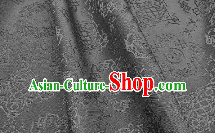 Chinese Hanfu Dress Traditional Dragon Pattern Design Black Satin Fabric Silk Material Traditional Asian Cloth Tapestry