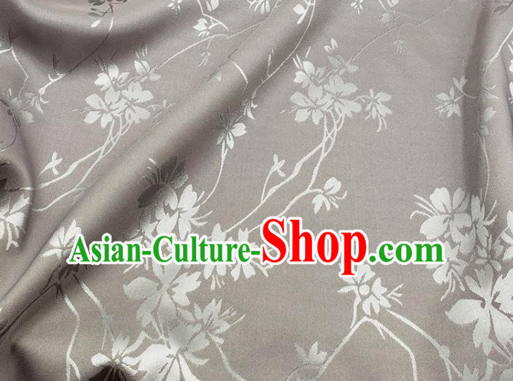 Top Quality Chinese Classical Flowers Pattern Grey Silk Material Traditional Asian Hanfu Dress Jacquard Cloth Traditional Satin Fabric
