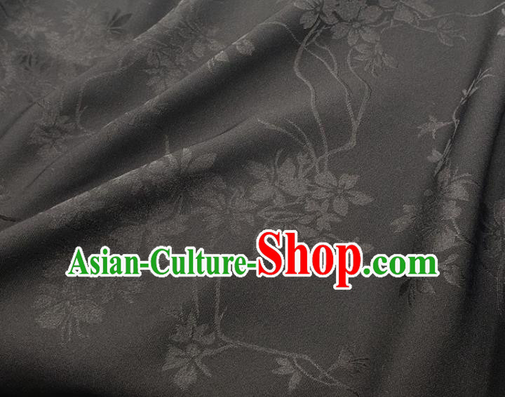 Top Quality Chinese Classical Flowers Pattern Black Silk Material Traditional Asian Hanfu Dress Jacquard Cloth Traditional Satin Fabric