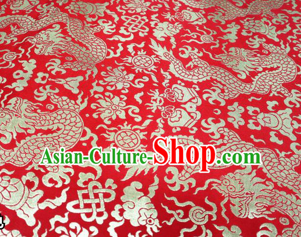 Chinese Classical Imperial Dragon Pattern Design Red Brocade Fabric Asian Traditional Tapestry Satin Material DIY Cloth Damask