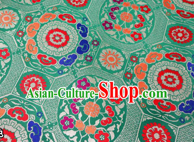 Chinese Classical Imperial Lucky Pattern Design Green Brocade Fabric Asian Traditional Tapestry Satin Material DIY Tibetan Cloth Damask