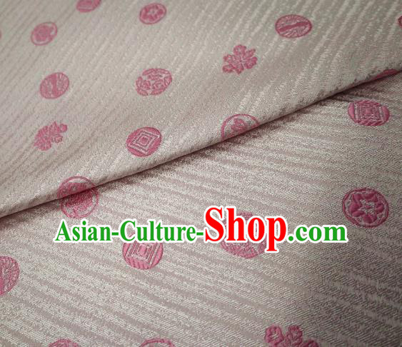 Top Quality Japanese Classical Pattern White Satin Material Asian Traditional Brocade Kimono Nishijin Tapestry Cloth Fabric