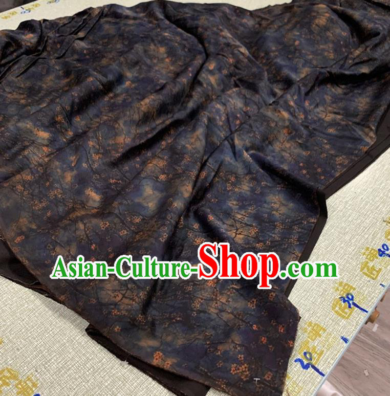 Chinese Classical Plum Blossom Pattern Black Watered Gauze Asian Top Quality Silk Material Cloth Hanfu Dress Fabric