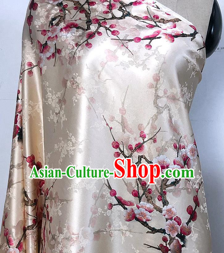 Chinese Classical Plum Blossom Pattern White Watered Gauze Asian Top Quality Silk Material Hanfu Dress Brocade Cheongsam Cloth Fabric