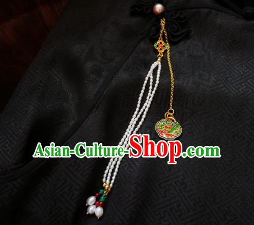 Chinese Classical Cheongsam Lucky Knot Brooch Traditional Hanfu Accessories Handmade Pearls Tassel Breastpin Pendant for Women