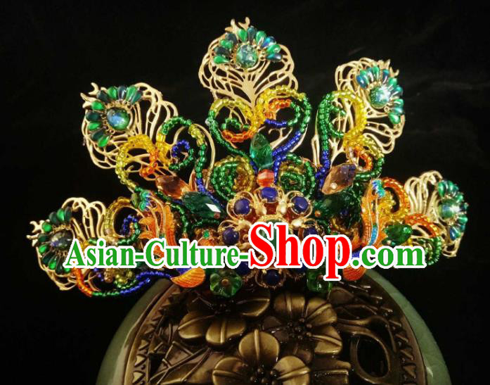 Handmade Chinese Jade Hairpins Traditional Hanfu Hair Accessories Ancient Qing Dynasty Court Gems Hair Crown for Women