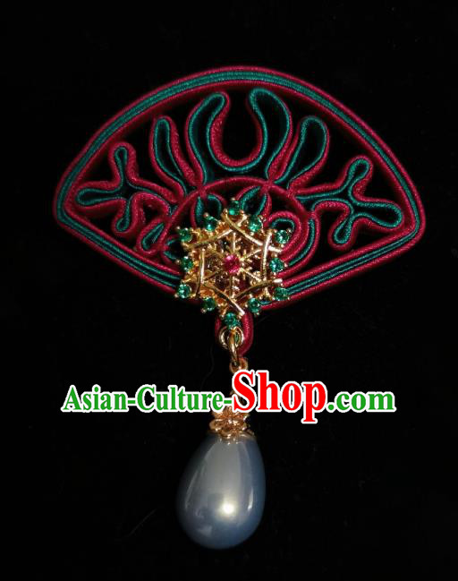 Chinese Classical Pearl Brooch Traditional Hanfu Cheongsam Accessories Handmade Silk Crystal Breastpin Pendant for Women