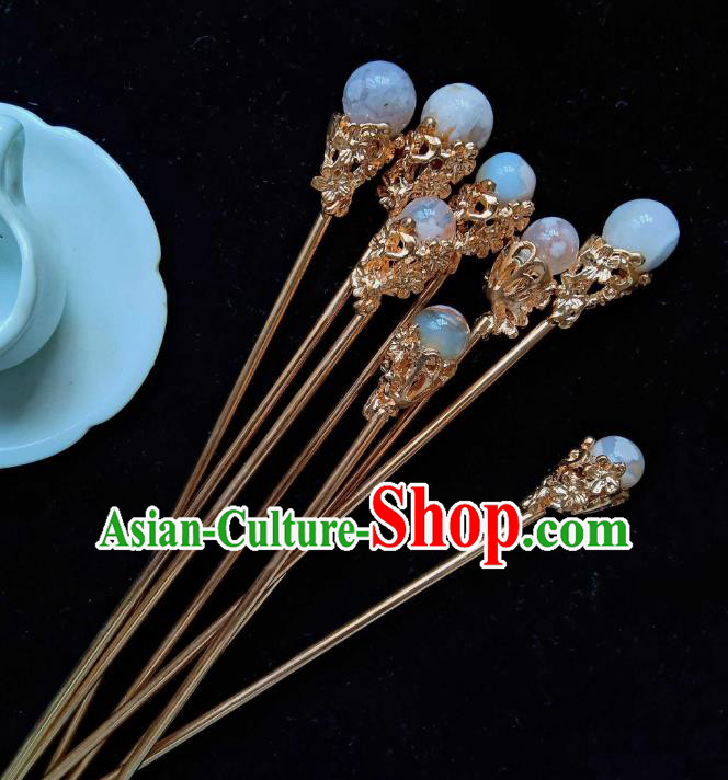 Handmade Chinese Cherry Blossom Hairpins Traditional Hanfu Hair Accessories Ancient Tang Dynasty Court Hair Clip for Women