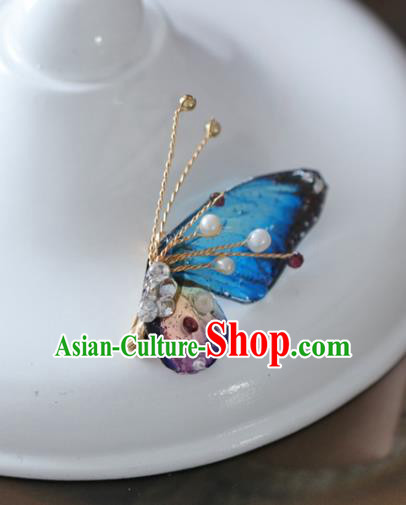 Top Grade Classical Blue Butterfly Brooch Accessories Handmade Sweater Breastpin Ornaments for Women