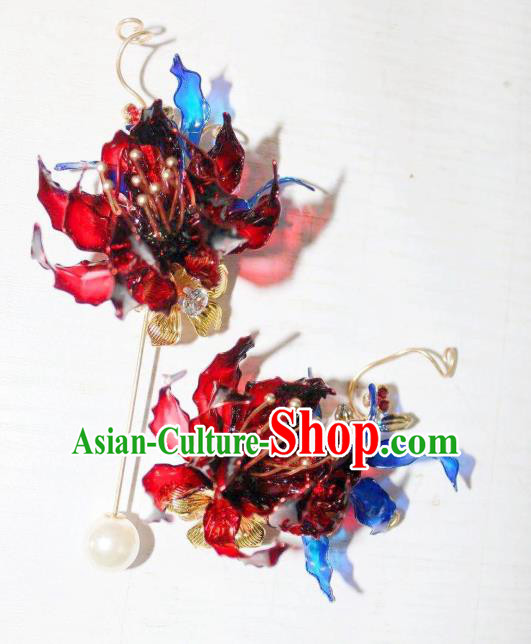Baroque Handmade Wedding Jewelry Accessories European Princess Red Spider Lily Brooch for Women