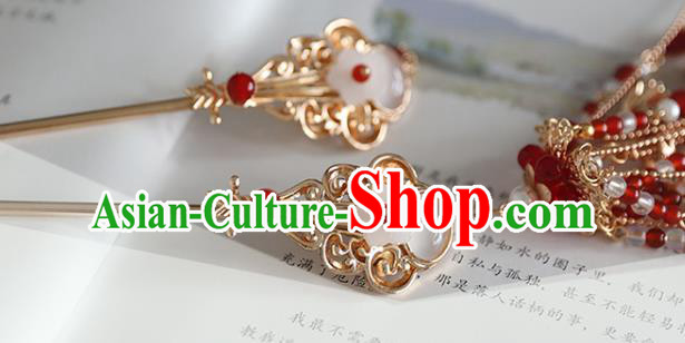 Handmade Chinese Classical Golden Hairpins Traditional Hair Accessories Ancient Tang Dynasty Hanfu Hair Clip for Women