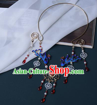 Chinese Handmade Cloisonne Phoenix Precious Stones Necklet Decoration Traditional Ming Dynasty Necklace Accessories for Women