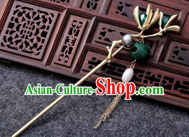 Handmade Chinese Qing Dynasty Yulan Magnolia Hair Clip Traditional Hair Accessories Ancient Princess Golden Hairpins for Women