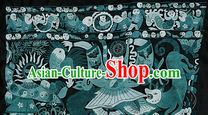Chinese Traditional Embroidered Mythical Creature Fabric Patches Handmade Embroidery Craft Miao Ethnic Embroidering Applique Accessories