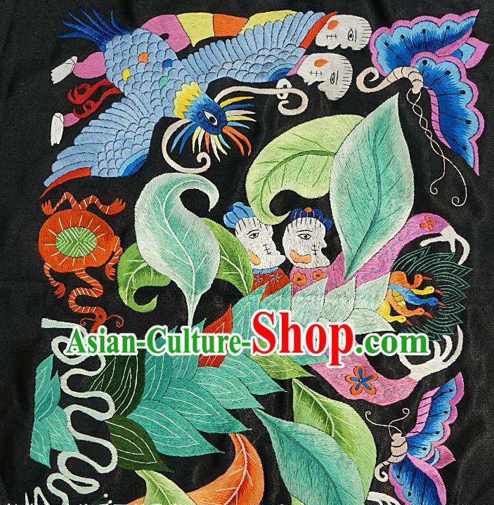 Chinese Traditional Embroidered Phoenix Butterfly Fabric Patches Handmade Embroidery Craft Miao Ethnic Embroidering Applique Accessories