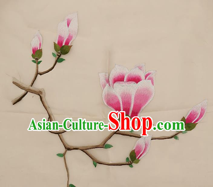 Traditional Chinese Embroidered Yulan Magnolia Fabric Patches Handmade Embroidery Craft Accessories Embroidering Applique