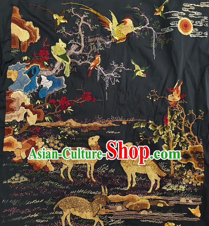 Chinese Traditional Embroidered Yellow Bird Sheep Fabric Patches Handmade Embroidery Craft Embroidering Silk Applique