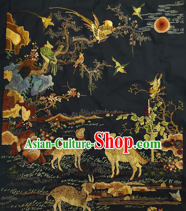 Chinese Traditional Embroidered Ginger Bird Sheep Fabric Patches Handmade Embroidery Craft Embroidering Silk Applique