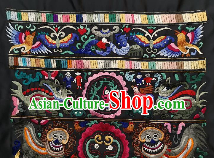 Chinese Traditional Embroidered Butterfly Fabric Patches Handmade Embroidery Craft Miao Ethnic Accessories Embroidering Lion Applique