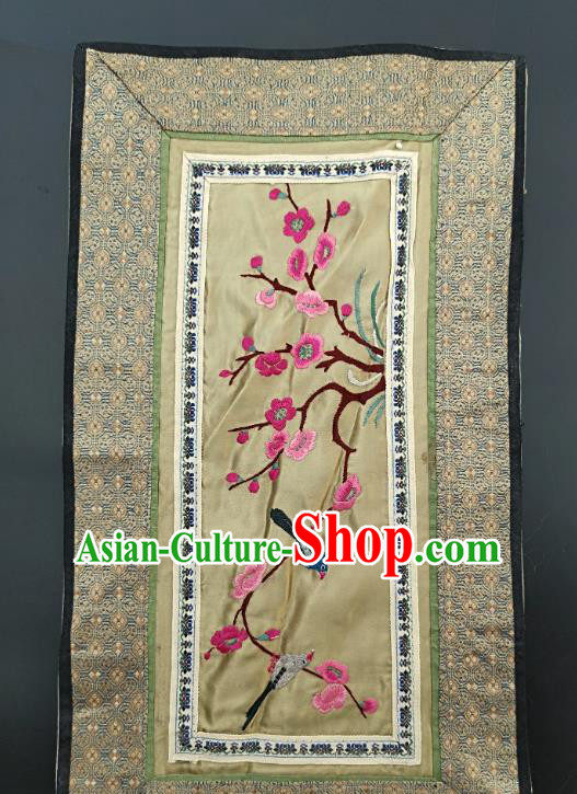 Chinese Traditional Embroidered Pink Plum Blossom Picture Handmade Embroidery Craft Embroidering Silk Decorative Painting
