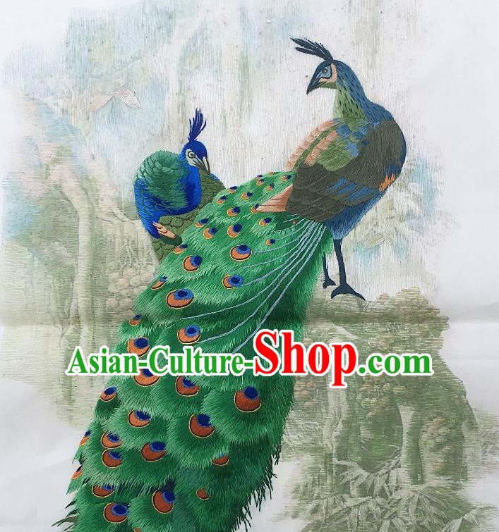 Traditional Chinese Embroidered Peacock Fabric Hand Embroidering Dress Applique Embroidery Veil Patches Accessories