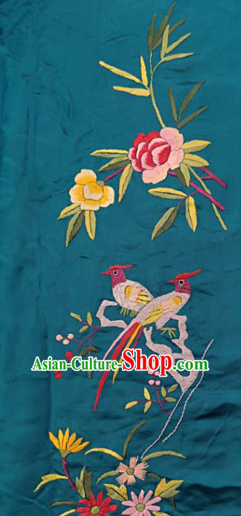 Chinese National Embroidered Pink Peony Birds Silk Painting Traditional Handmade Embroidery Craft Embroidering Decorative Wall Picture