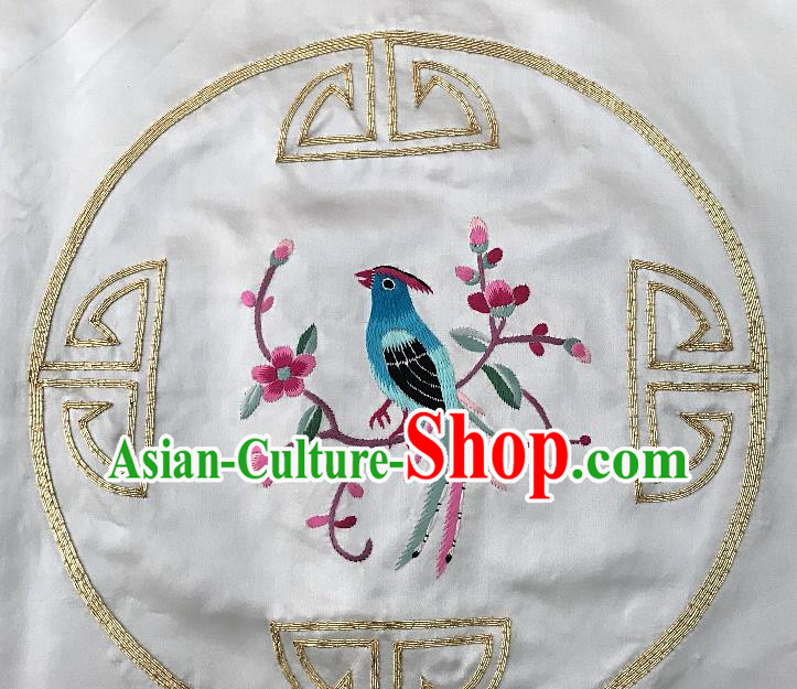 Traditional Chinese Embroidered Bird Plum Cloth Patches Handmade Embroidering Dress Applique Embroidery Silk Fabric Round Accessories