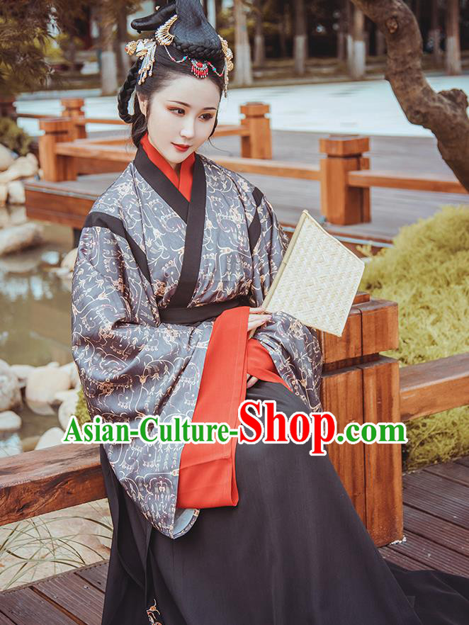 Traditional Chinese Jin Dynasty Imperial Concubine Hanfu Dress Apparels Ancient Noble Woman Historical Costumes Blouse and Skirt Complete Set