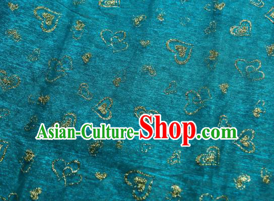 Chinese Traditional Heart Shape Pattern Design Lake Blue Veil Fabric Grenadine Cloth Asian Gauze Material