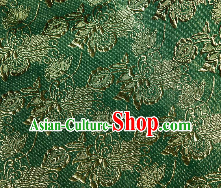 Chinese Traditional Flowers Pattern Design Green Brocade Fabric Tapestry Cloth Asian Silk Material